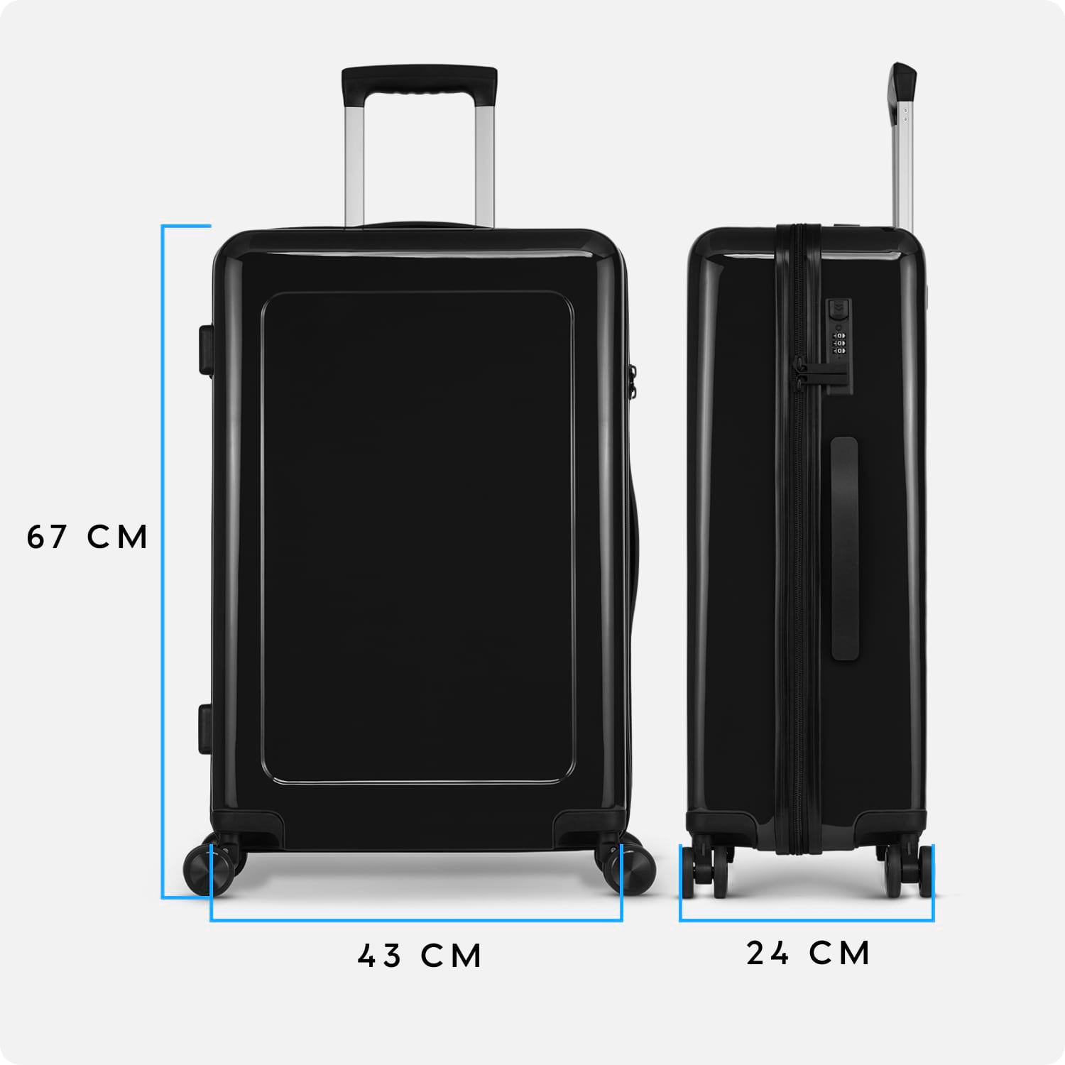 Reisekoffer - 65 cm - schwarz
