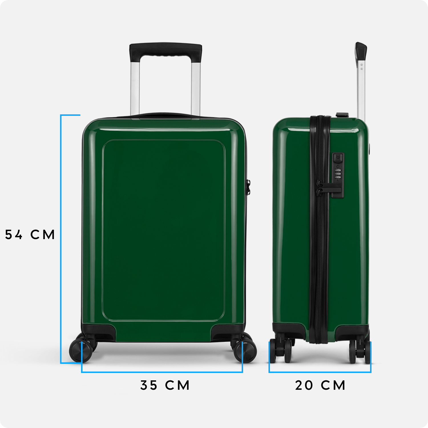 Handbagage koffer - 54 cm - Donkergroen